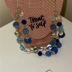 Elegant Blue Beaded Necklace/Earring Set
